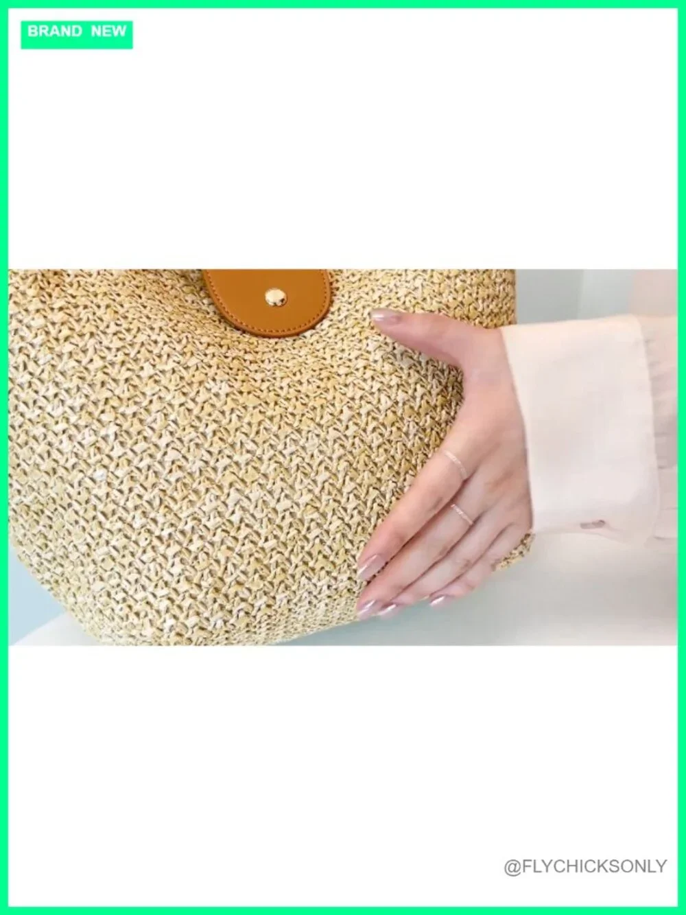 Straw Woven Hobo Shoulder Purse with Zipper Closure